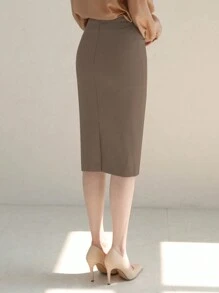 DAZY Women's Solid Color Bodycon Knee-Length Skirt,Pencil Skirt