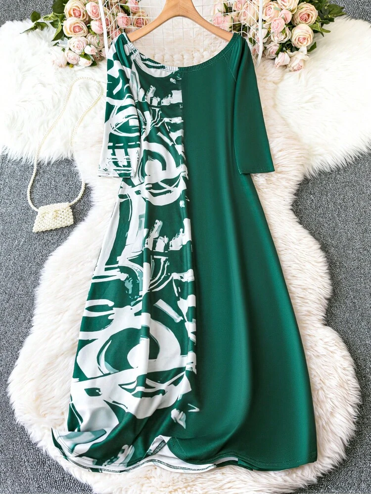 Plus Size Women'S Large Round Neck Dress