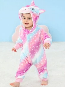 SHEIN 女婴法兰绒独角兽图案，饰有星空图案 - 彩色 - 查看 6
