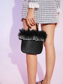 SHEIN MOD Của phụ nữ Đúng mốt Màu thuần Túi tote - màu đen - Xem 6
