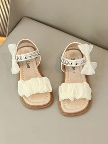 Kids' Fashionable Comfortable Flat Sandals With Strap For Girls - Beige - View 5