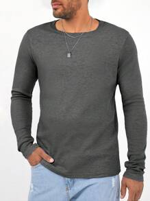 EURMUSE Men's Slim Fit Basic T-Shirt - Dark Grey - View 3