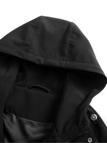 男士束口帽休閒外套 - 黑色 - 查看 3