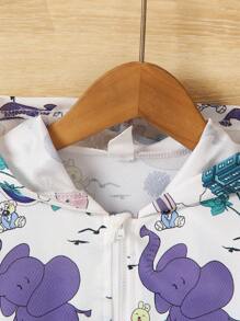 嬰兒男童卡通印花連帽夾克 - 彩色 - 查看 6