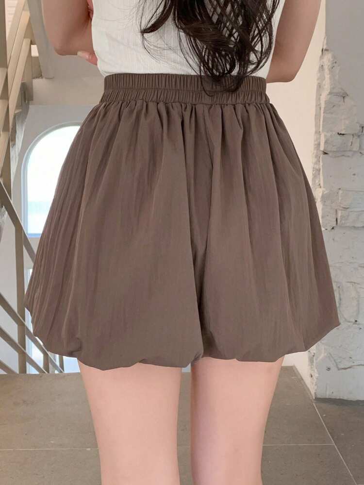 Women'S Solid Color Loose Fit Elastic Waist Lantern Shorts Summer,Skorts