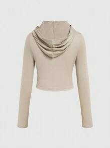 SHEIN 女士連帽長袖t卹 - 卡其色 - 查看 2