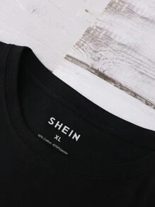 INAWLY 大尺碼卡通印花短袖t恤 - 黑色 - 查看 5