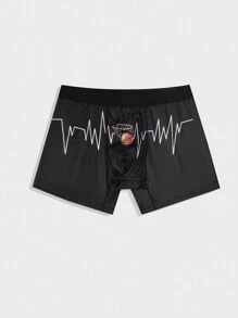 Men'S Basketball Printed Square Leg Underwear - Black - View 3