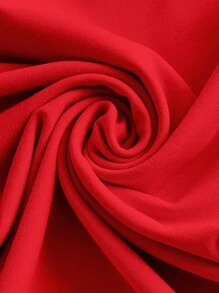 SHEIN EZwear Dress Ukuran Plus Tombol Ruched Split Thigh Plain Anggun - Merah - View 3
