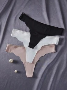 3pcs/Set Seamless Ice Silk Thong Underwear - Multicolor - View 4