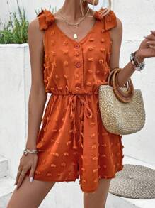 Breezaya Women'S Sleeveless Jumpsuit With Shoulder Knot - Orange - View 3