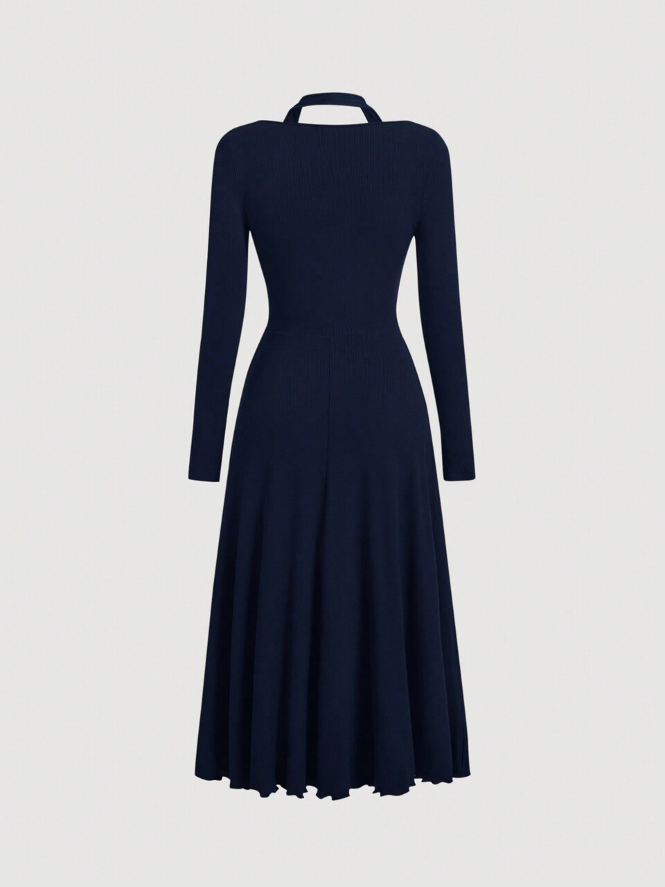 Women's Plain Color Pleated Halter Neck Dress