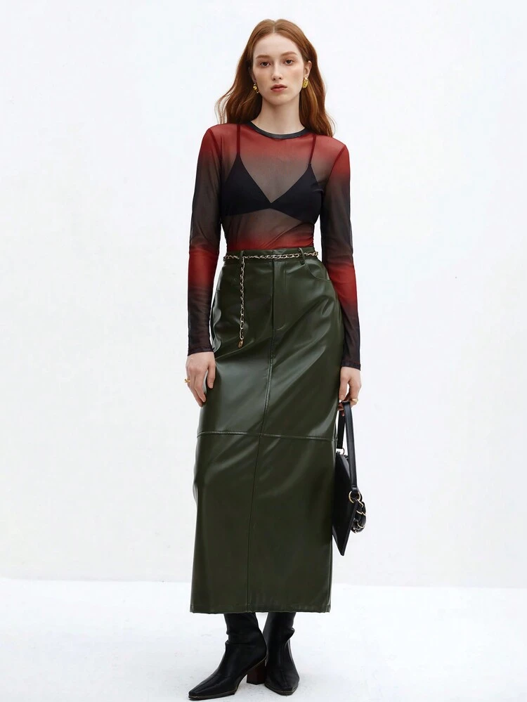 SHEIN Maija Falda larga de abertura alta para mujer