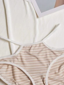 3pcs Women's Hollow Out Stripe Triangle Panties - Multicolor - View 4