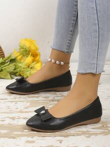 New Arrival Comfortable Flat Shoes With Low Vamp And Round Toe, Soft Wind Style For Women - Black - View 3