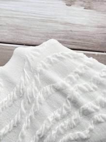 SHEIN Clasi Women's Solid Color With Textured Fabric Bodycon Dress - White - View 7