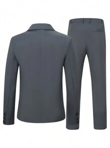 Manfinity Mode Nam Ngực đơn Áo vest & Quần tây - Xám - Xem 8