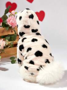 PETSIN Valentine's Day Black And White Plush Hooded Sweatshirt With Heart Pattern - Multicolor - View 7