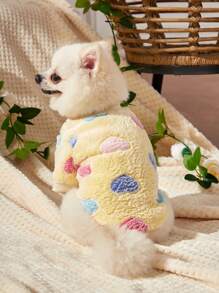 PETSIN Valentine's Day 1pc Yellow Heart Printed Fleece Pet Sweatshirt, Keep Pets Warm - Multicolor - View 6