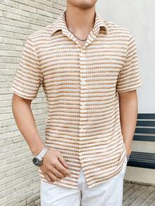 Manfinity Homme Men's Striped Short Sleeve Shirt - Multicolor - View 6