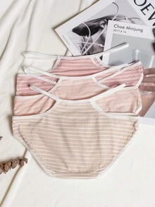 3pcs Women's Hollow Out Stripe Triangle Panties - Multicolor - View 2