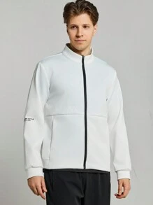 Manfinity Sport Corelite Boyfriend Style Men's Letter Printed Zippered Front Sport Jacket Workout Tops