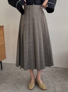 FRIFUL 女式高腰格子裙 - 灰色 - 查看 4
