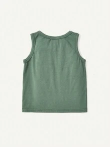 Cozy Pixies Baby Boy Cartoon Crocodile Pattern Tank Tops With Color Block Round Neck, 3pcs/Set