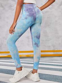 SHEIN Tween Girls' Tie-Dye Leggings - Blue - View 2