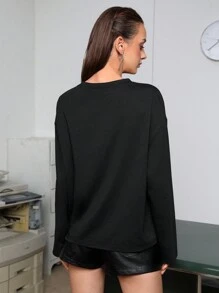 SHEINNeu Camiseta De Manga Larga Estampada Con Estampado De Mujer