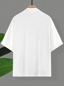 Manfinity Homme Camisa casual de hombre de unicolor con hombros caídos - Blanco - Ver 2