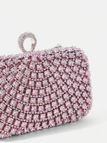 SHEIN Belle 奢華、優雅、精美、迷你粉色鑲嵌晚宴手拿包,適用於婚禮、舞會、新娘派對、派對、蜜月、新娘、婚禮客人和伴娘 - 粉色 - 查看 9