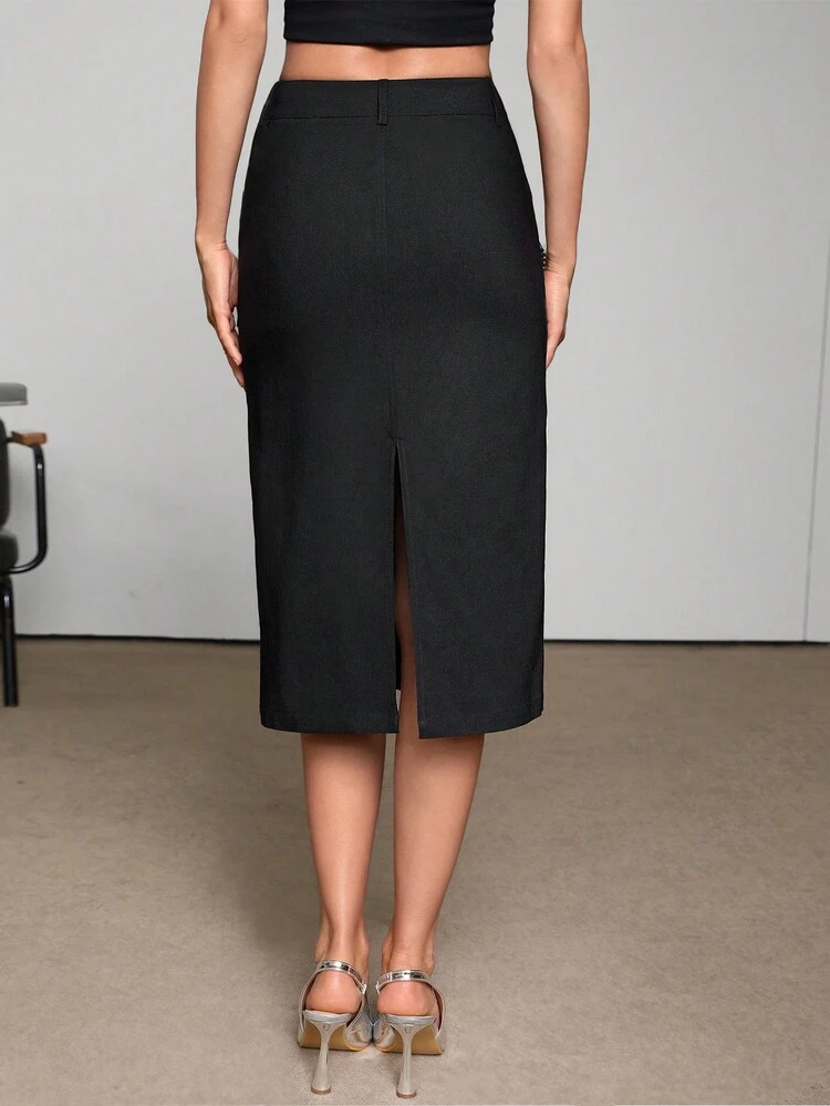 Women'S Rivet & Tassel Decorated Diagonal Pocket Skirt