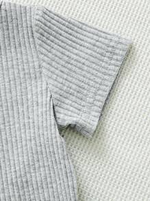 Newborn Baby Boy Basic Soft Skin-Friendly White And Grey Printed Bodysuit - Multicolor - View 4