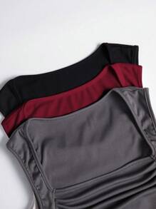 Sweetra Top Sólido Con Pliegues Y Sin Mangas