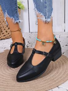 時尚女式高跟鞋皮鞋,女士新款黑色春秋鞋,時尚黑色高跟皮鞋 - 黑色 - 查看 5