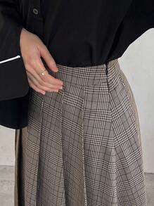FRIFUL 女式高腰格子裙 - 灰色 - 查看 7