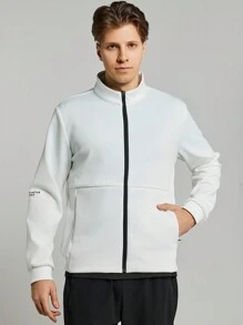 Manfinity Sport Corelite Boyfriend Style Men's Letter Printed Zippered Front Sport Jacket Workout Tops