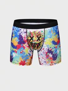 Men'S Ink Splash Cartoon Print Boxer Shorts - Multicolor - View 1