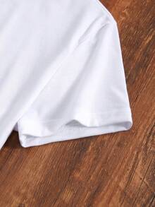 SHEIN EZwear Letter Graphic Short Sleeve Tees - White - View 4