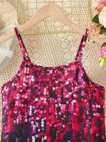 SHEIN Tween Girls' Cool Printed Glitter Sparkle Strap Dress - Multicolor - View 5