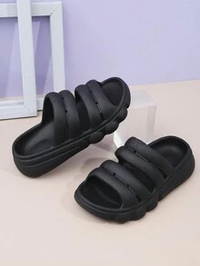 兒童泡沫拖鞋,時尚女孩新款夏季沙灘拖鞋,適用於幼兒和小童 - 黑色 - 查看 3