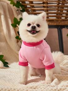 Debiesn Artist Girlcore 1pc Pink Cute Pet Printing Warm Kawaii Hoodless Sweatshirt, For Holiday, Valentine's Day