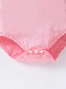 Baby Girls' Comfortable Pink Heart Printed Bodysuit - Pink - View 3