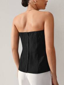 Camila Diniz Designer Women Minimalist Tube Top,For Summer, Holiday, Vacation, Festival - Black - View 4