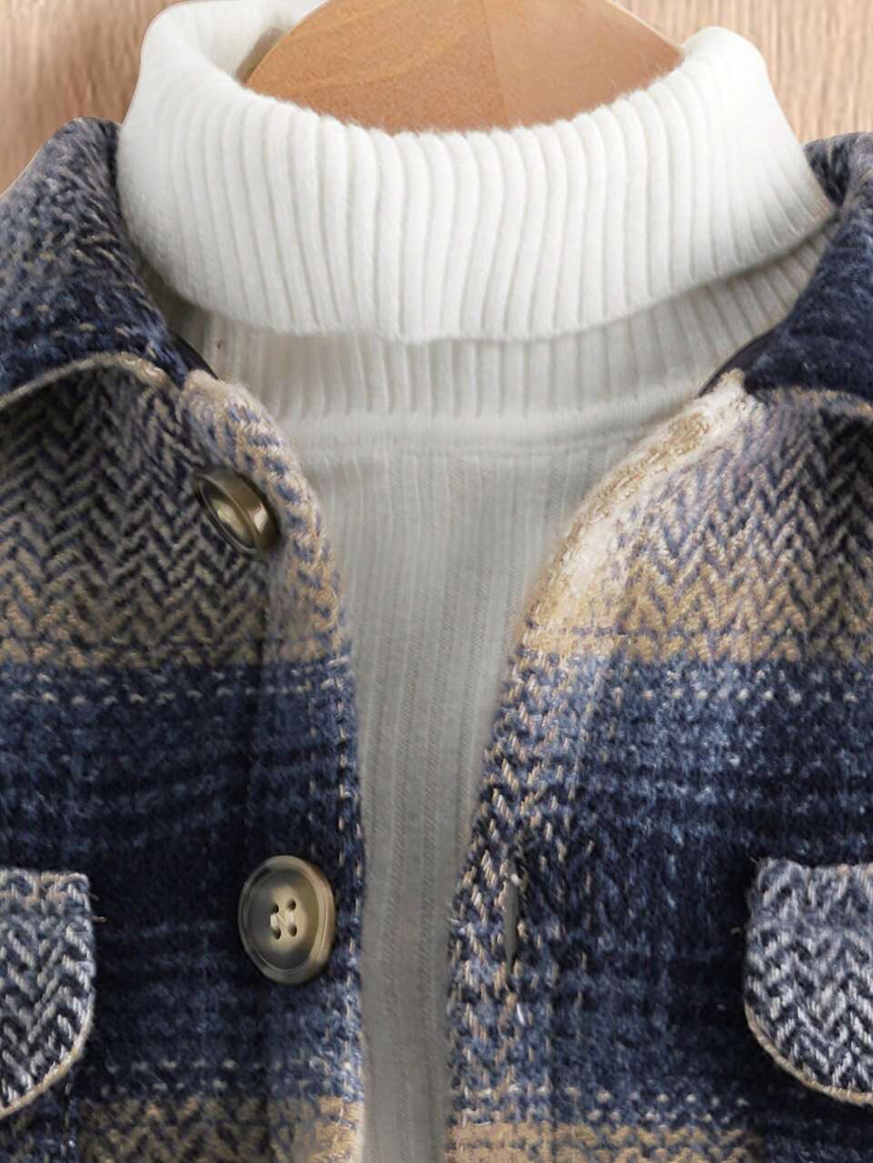 Baby Girls' Plaid Flap Pocket Woolen Coat Autumn Fall
