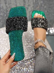 Đúng mốt Đồ trang trí Rhinestone Dép xăng đan Đối với phụ nữ , Mùa hè Không trượt Chóp giầy mở ra Dép đi trong nhà , Hợp thời Và Linh hoạt - Nhiều màu - Xem 1