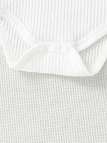 Newborn Baby Boy Basic Soft Skin-Friendly White And Grey Printed Bodysuit - Multicolor - View 8