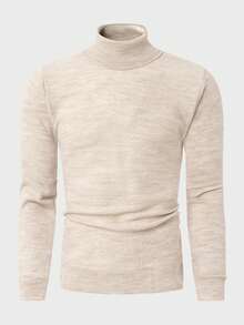 RueChic Men's High-Neck Long Sleeve Sweater - Beige - View 3