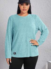 SHEIN EZwear Plus Letter Patched Detail Tee